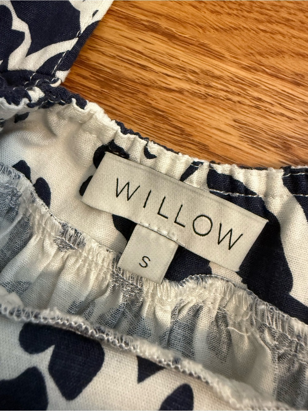 Willow Blue and White Midi Dress Size Small Puff Sleeves - Picture 8 of 10
